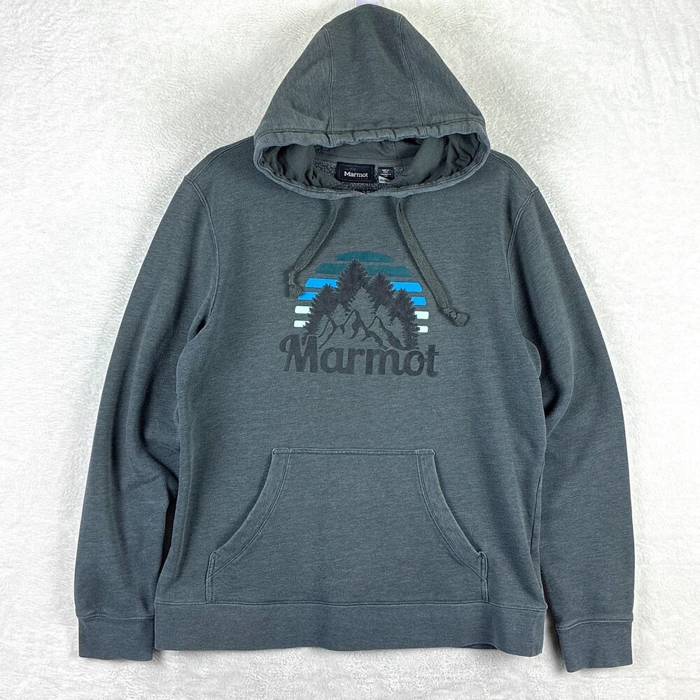 Marmot Hoodie Mens M Gray Hiking Outdoors Backpacking Hiking Trekking Preppy